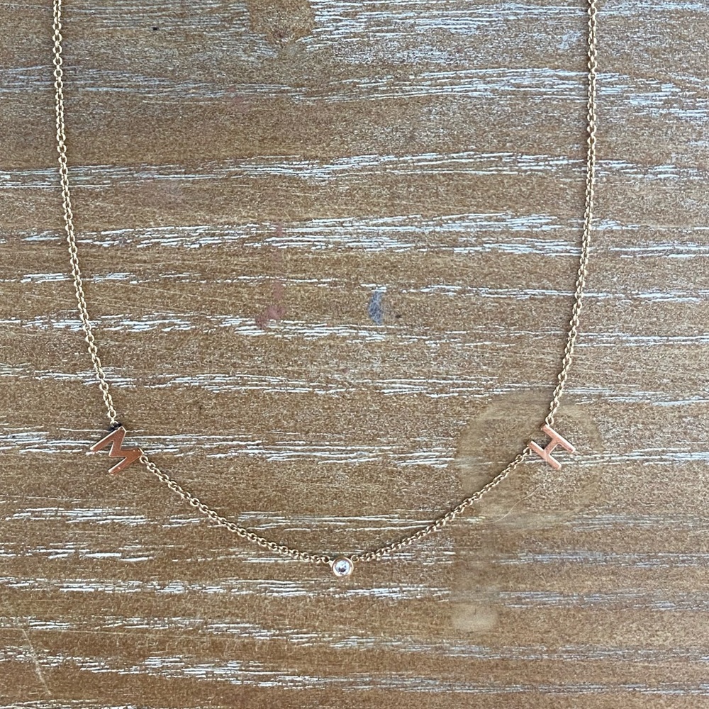 14k Gold ByCheri 2 initial & Diamond Necklace